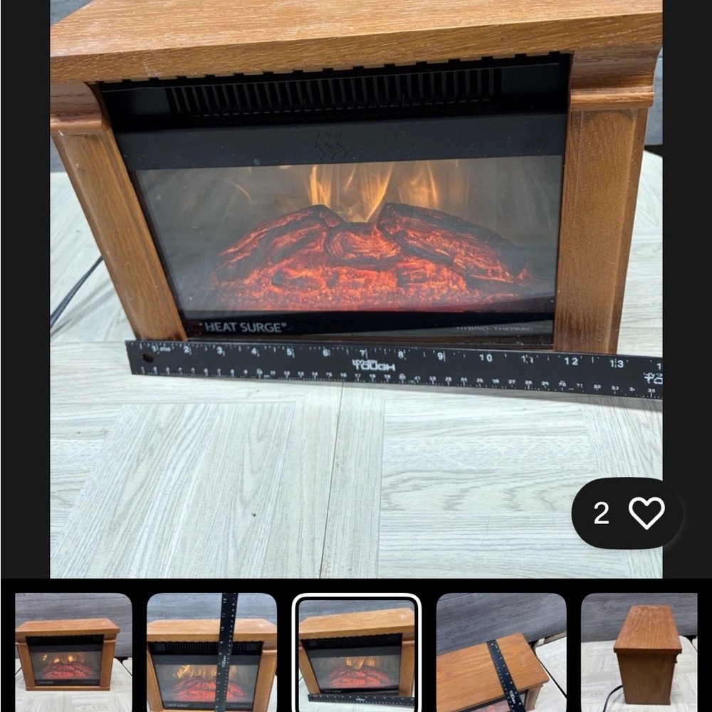 Electric Fireplace Heater in Brown - Picture 2 of 7